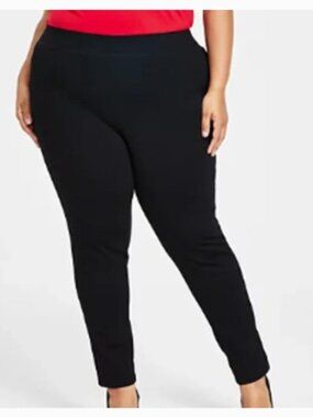 NWT INC Plus Black Pull On Mid Rise Skinny Leg Pants 22W Petite
